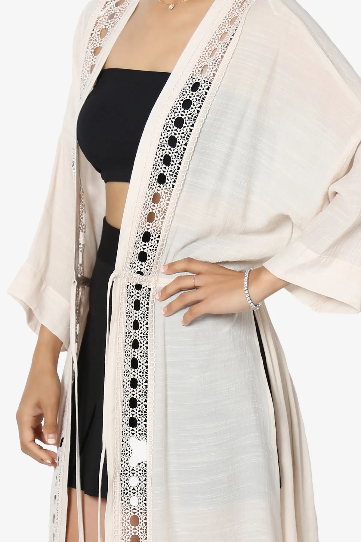 Sunlace Lace Trim High Slit Caftan