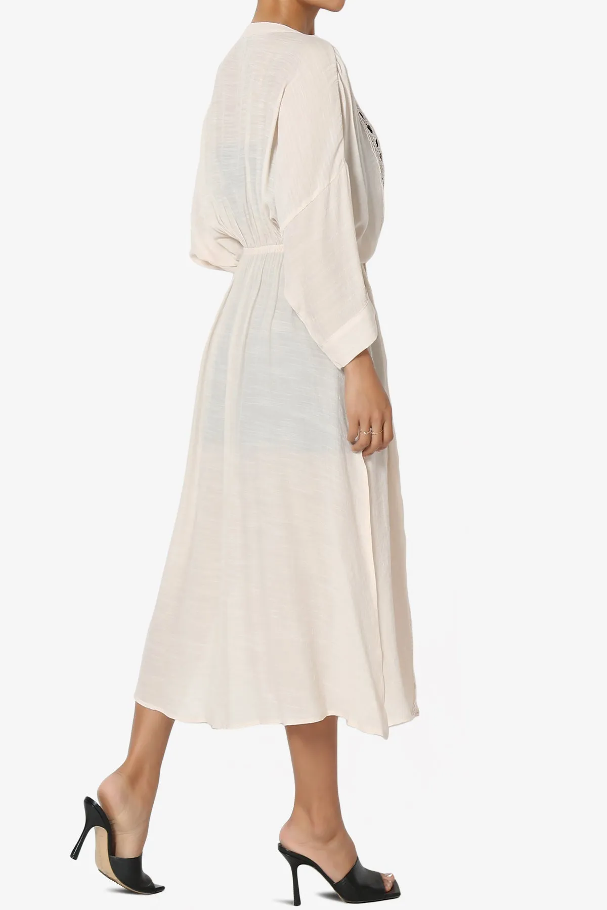 Sunlace Lace Trim High Slit Caftan