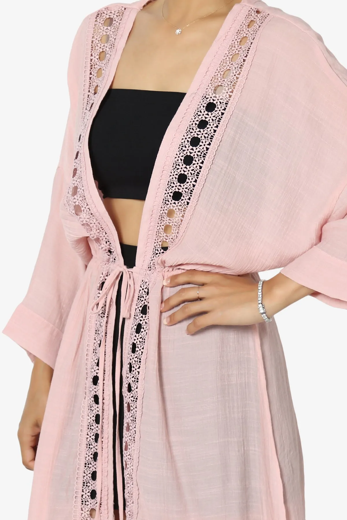 Sunlace Lace Trim High Slit Caftan