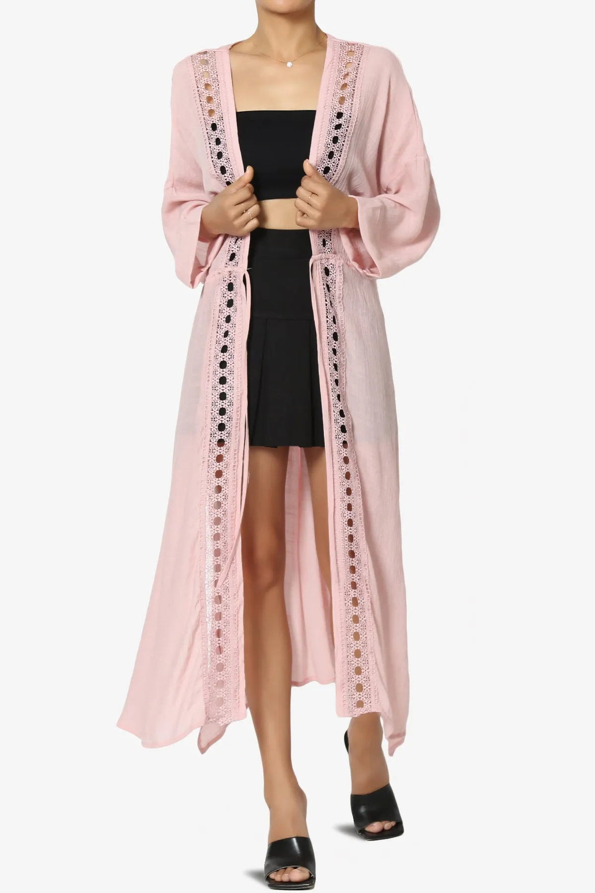 Sunlace Lace Trim High Slit Caftan