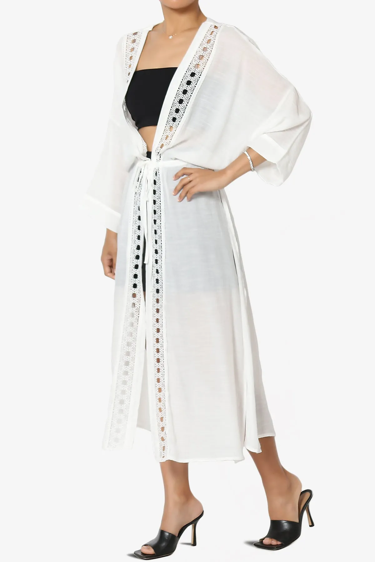 Sunlace Lace Trim High Slit Caftan