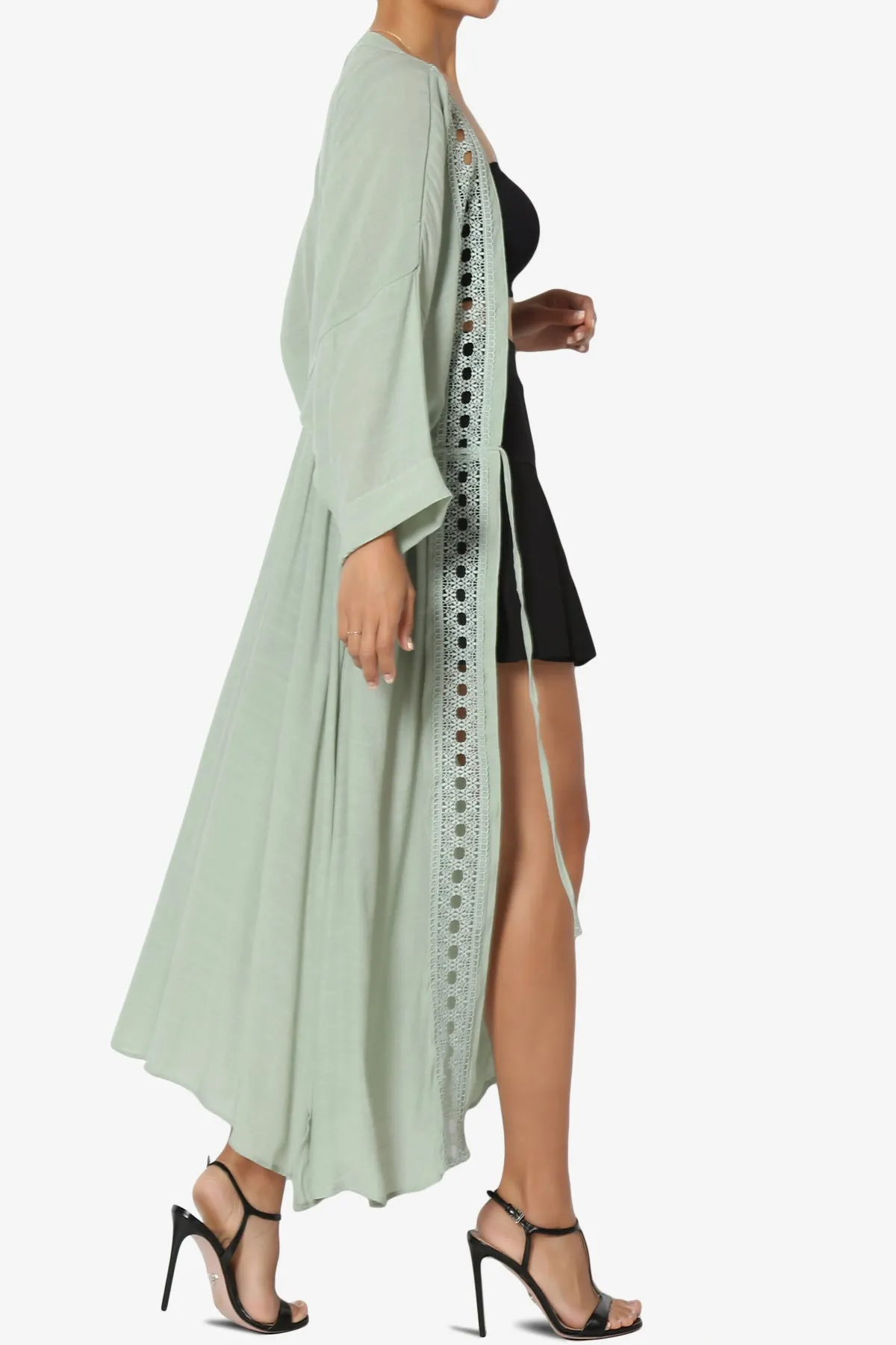 Sunlace Lace Trim High Slit Caftan