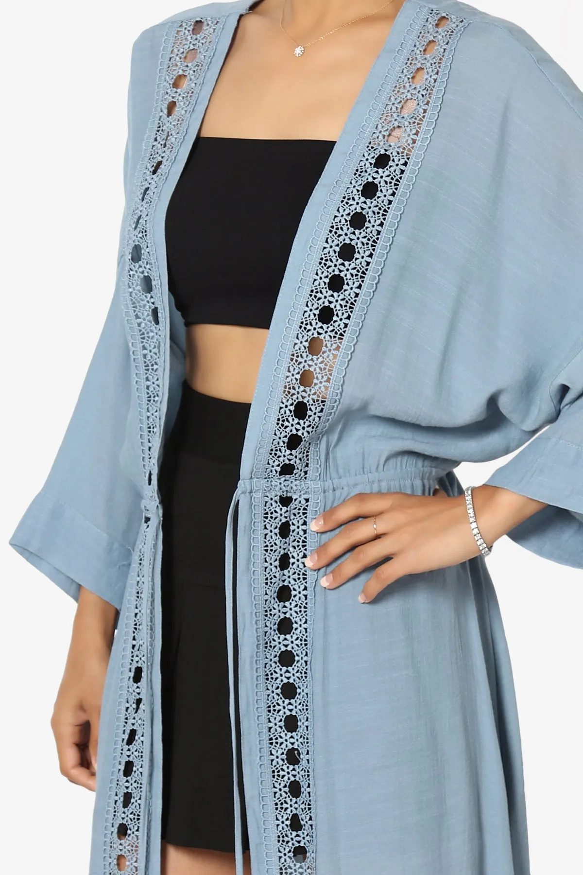 Sunlace Lace Trim High Slit Caftan