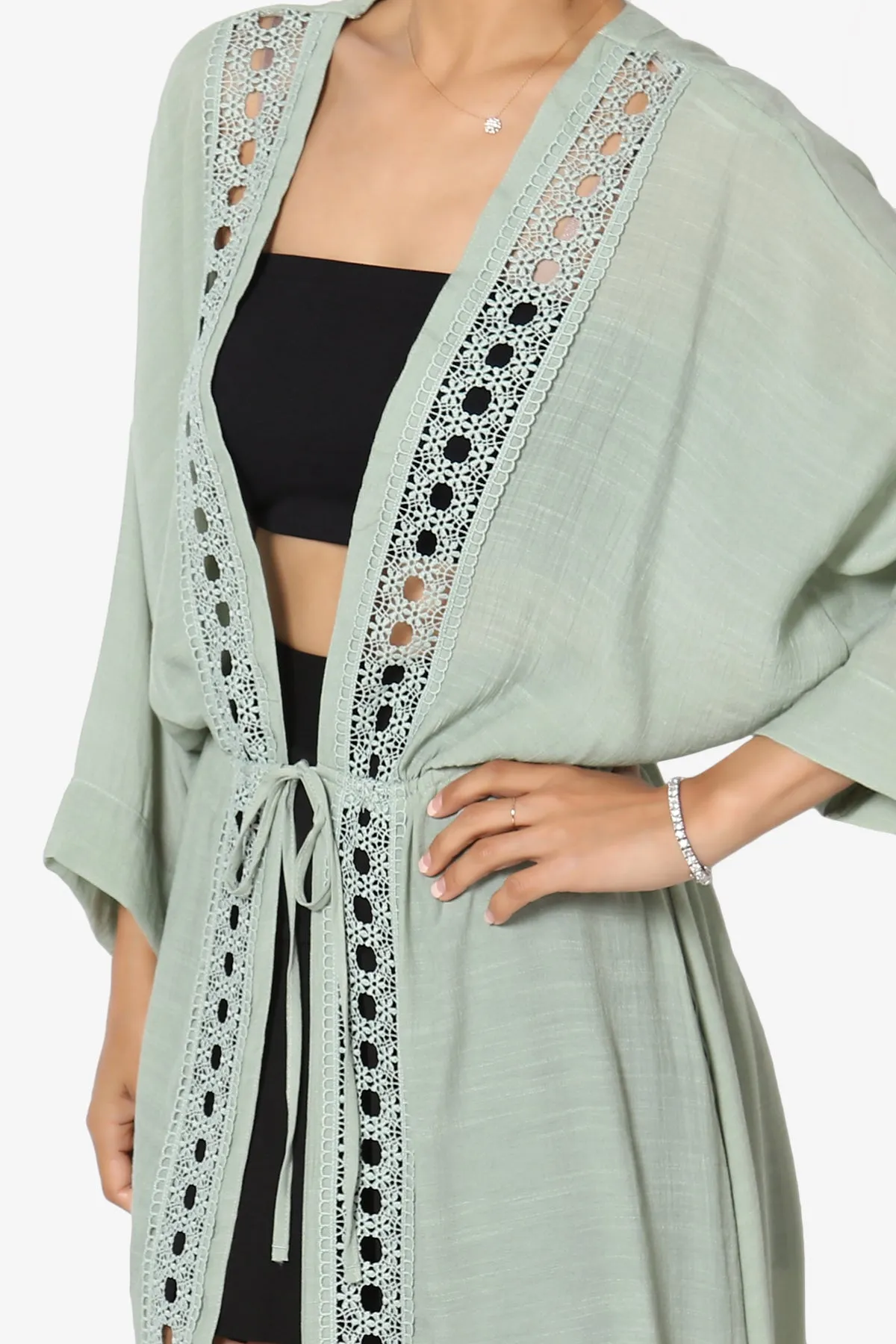 Sunlace Lace Trim High Slit Caftan