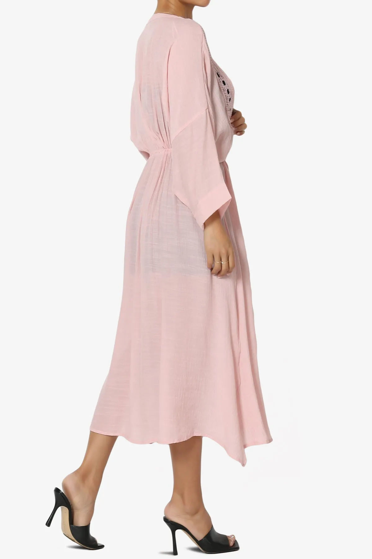 Sunlace Lace Trim High Slit Caftan