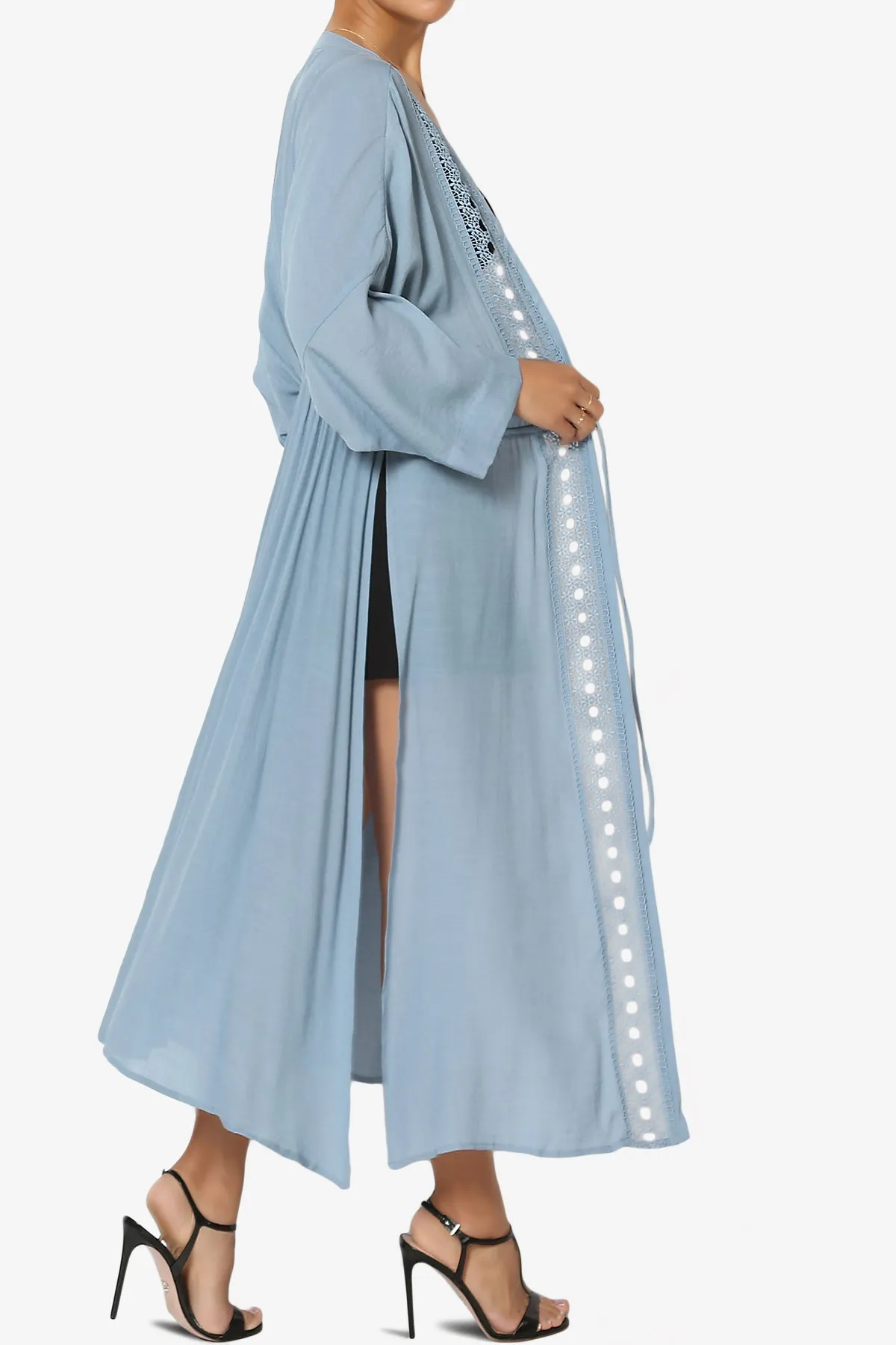 Sunlace Lace Trim High Slit Caftan
