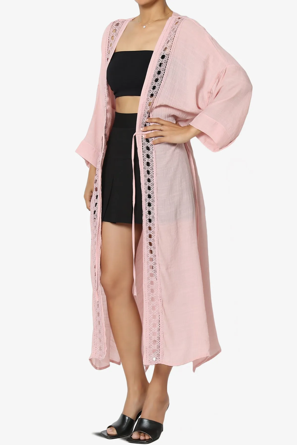Sunlace Lace Trim High Slit Caftan