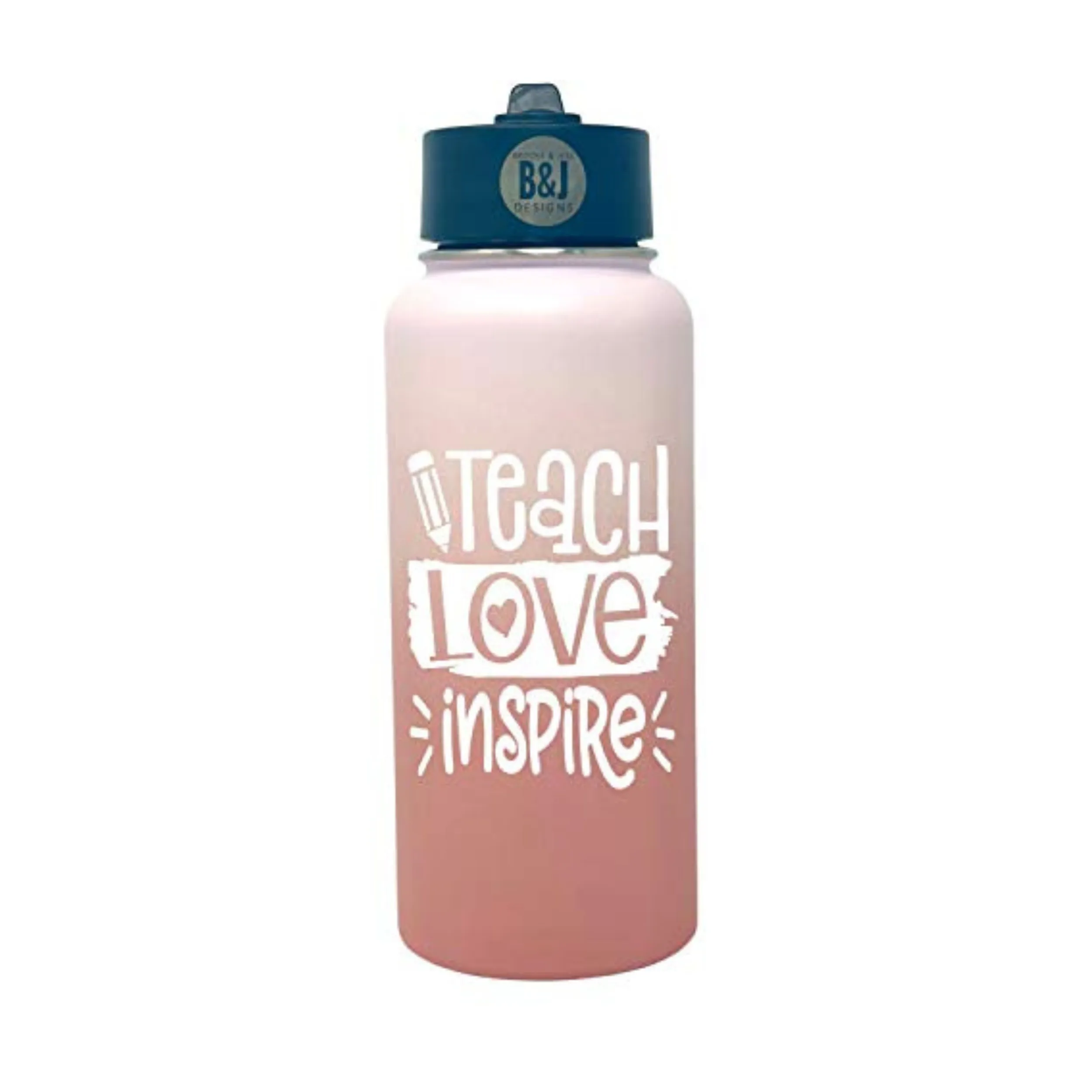 Teach Love Inspire 32 oz Rose Gold Water Bottle for Teachers