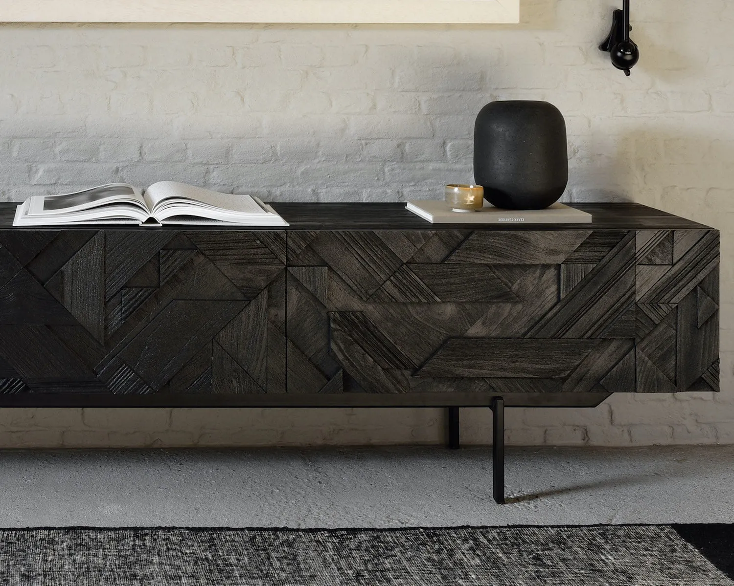 Teak Graphic TV Cupboard