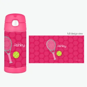 Tennis Fan Girl Personalized Thermos Bottle