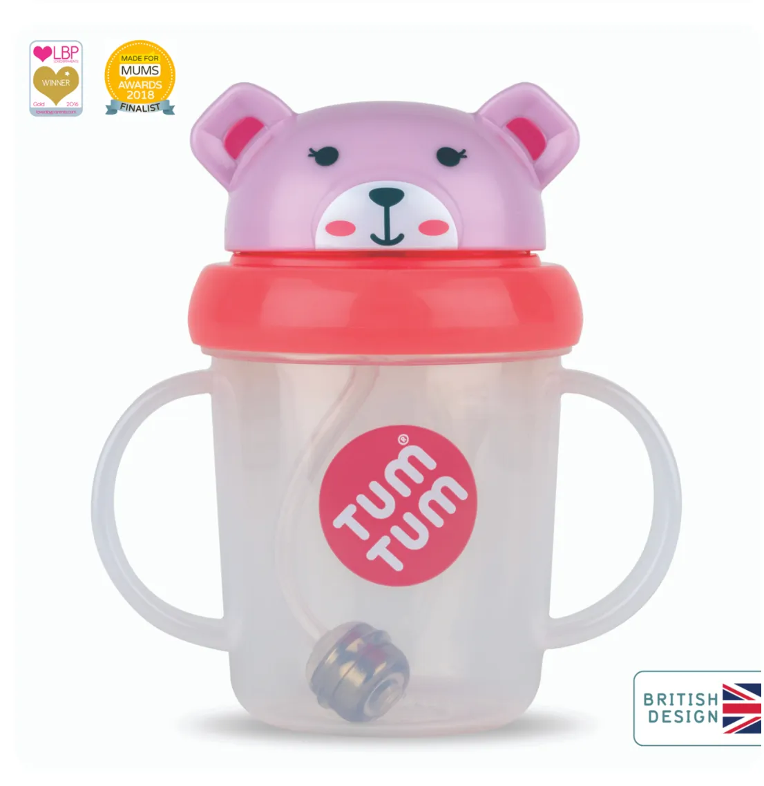Tum Tum Tippy Up  Cup with Weighted Straw (Valve Free), Betsy Bear, 200ml