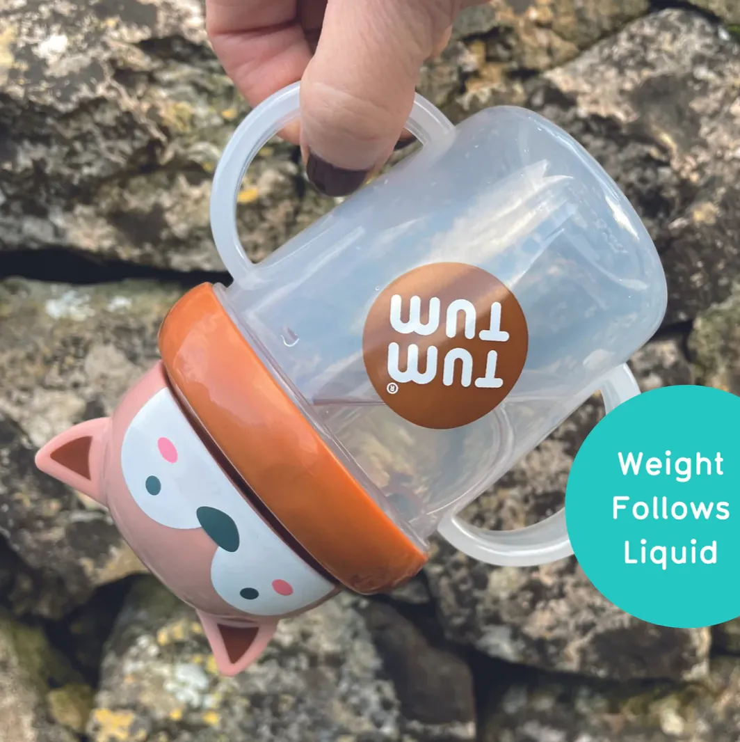 Tumtum Tippy Up Sippy Cup with Weighted Straw (Valve Free), Fergus Fox, 200ml
