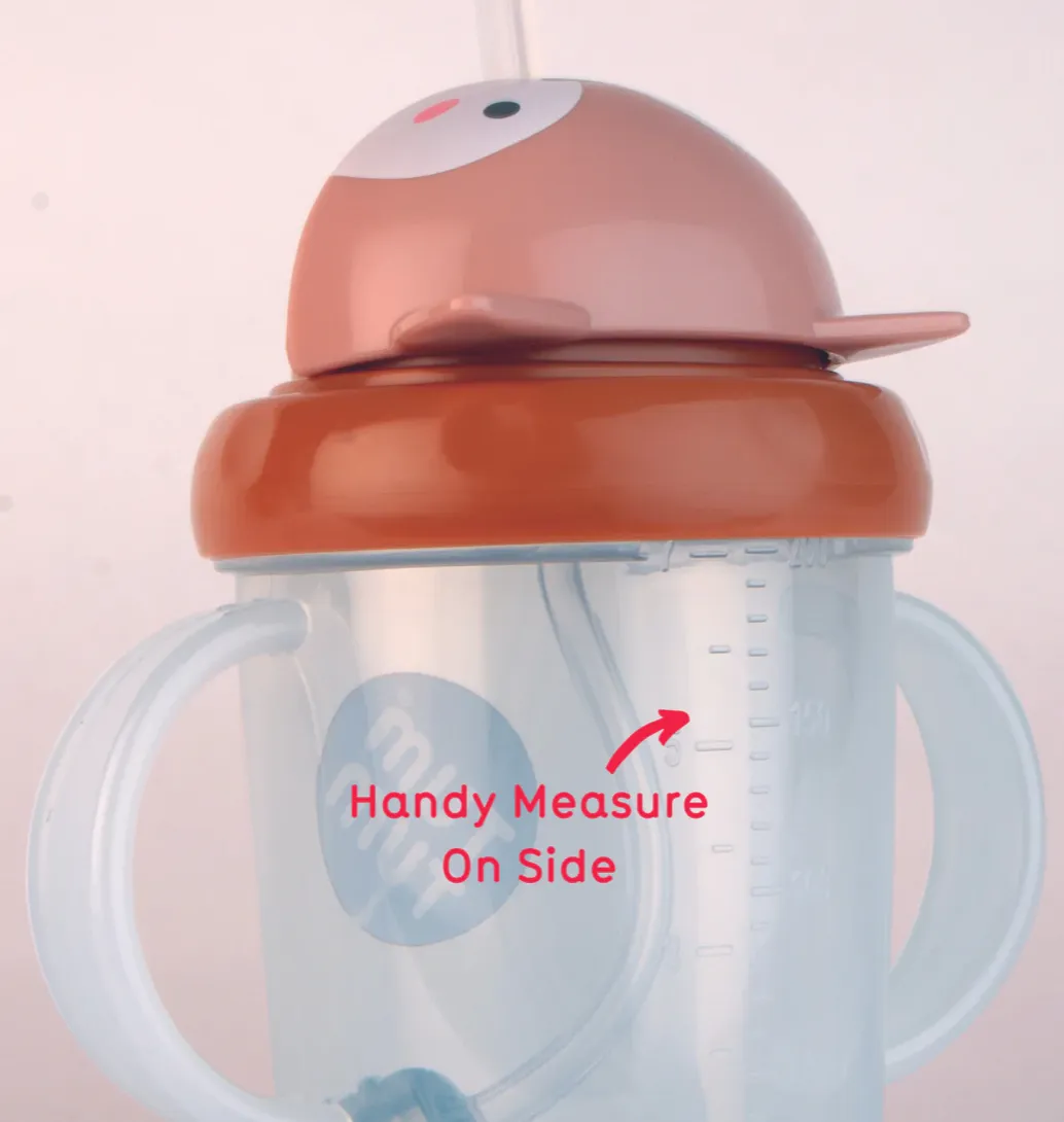 Tumtum Tippy Up Sippy Cup with Weighted Straw (Valve Free), Fergus Fox, 200ml