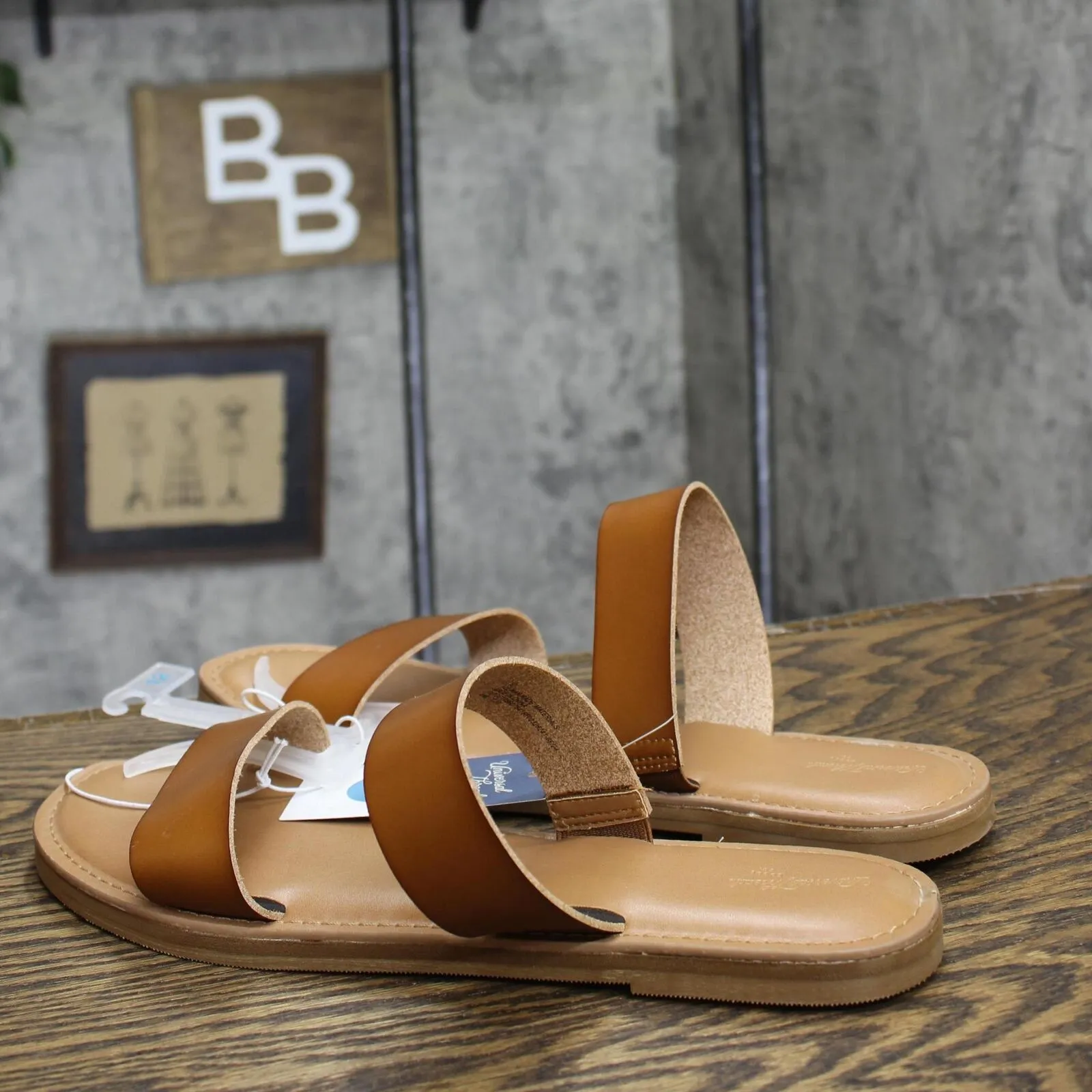 Universal Thread Womens Freya Two Band Slide Sandals 92244841 Cognac Brown 12M