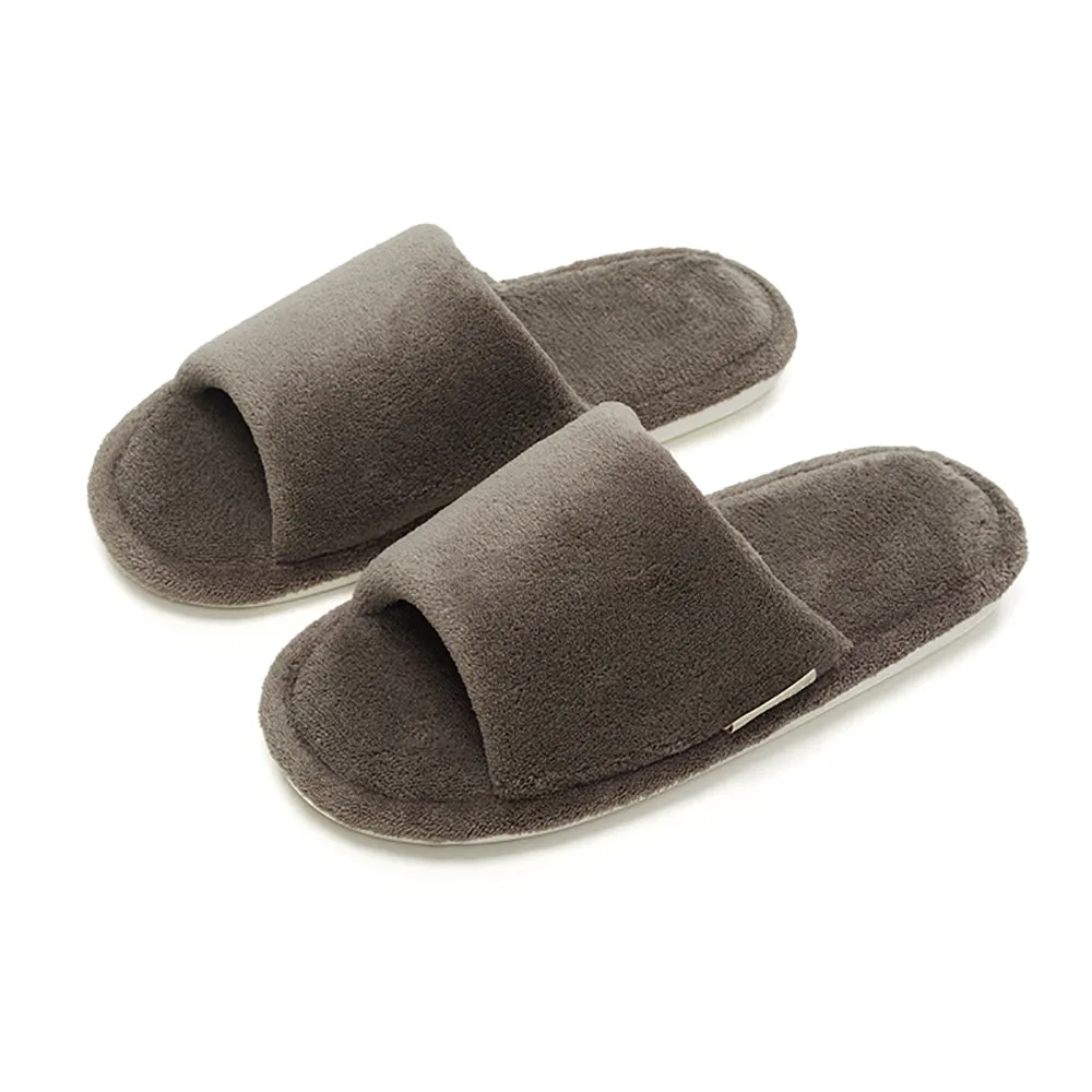 UTUNE Open-Toe Linen Slippers - Brown, Size 44-45