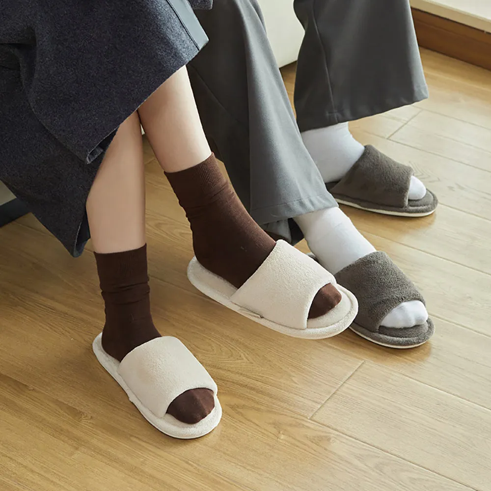 UTUNE Open-Toe Linen Slippers - Brown, Size 44-45