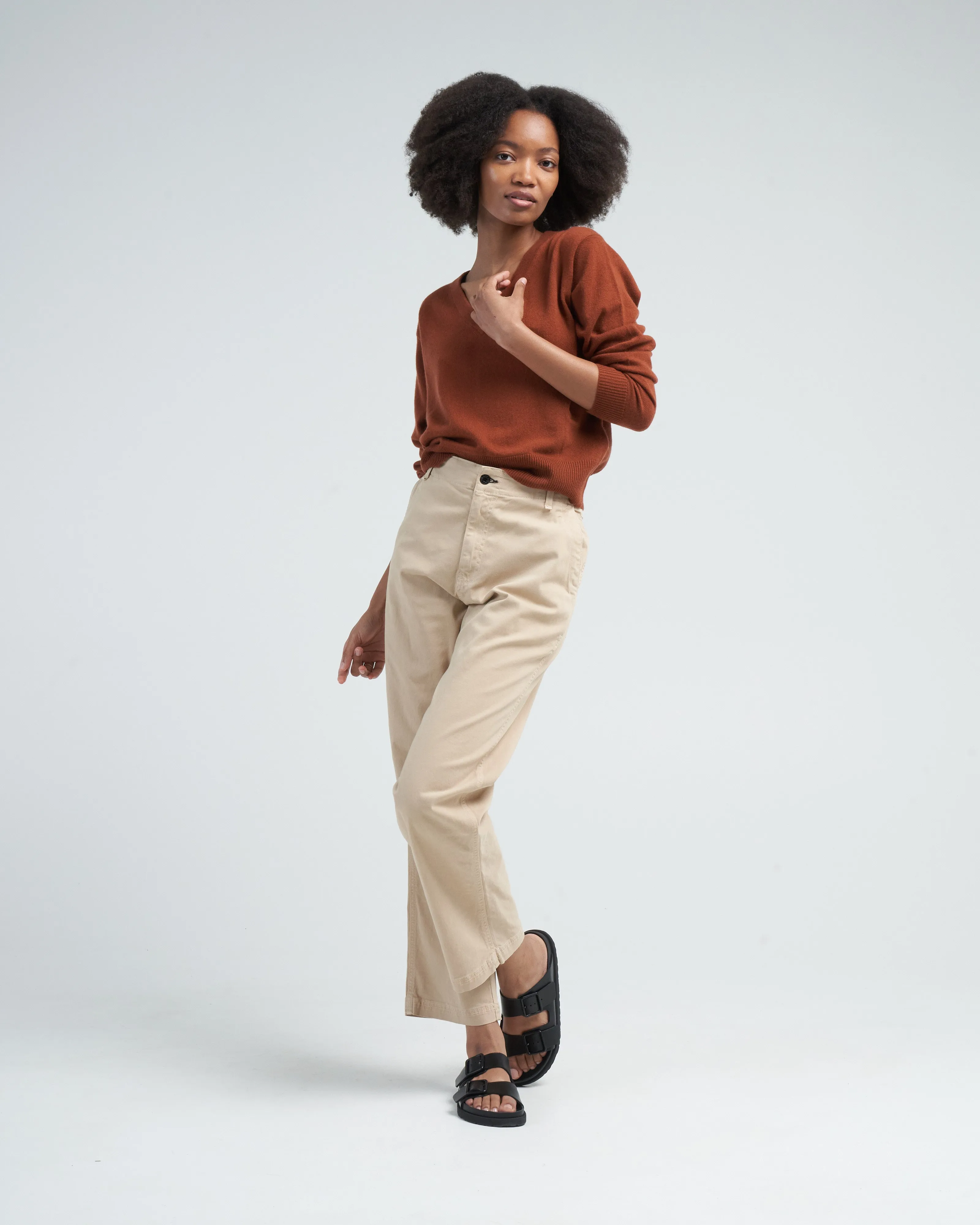 v-neck sweater - cumin