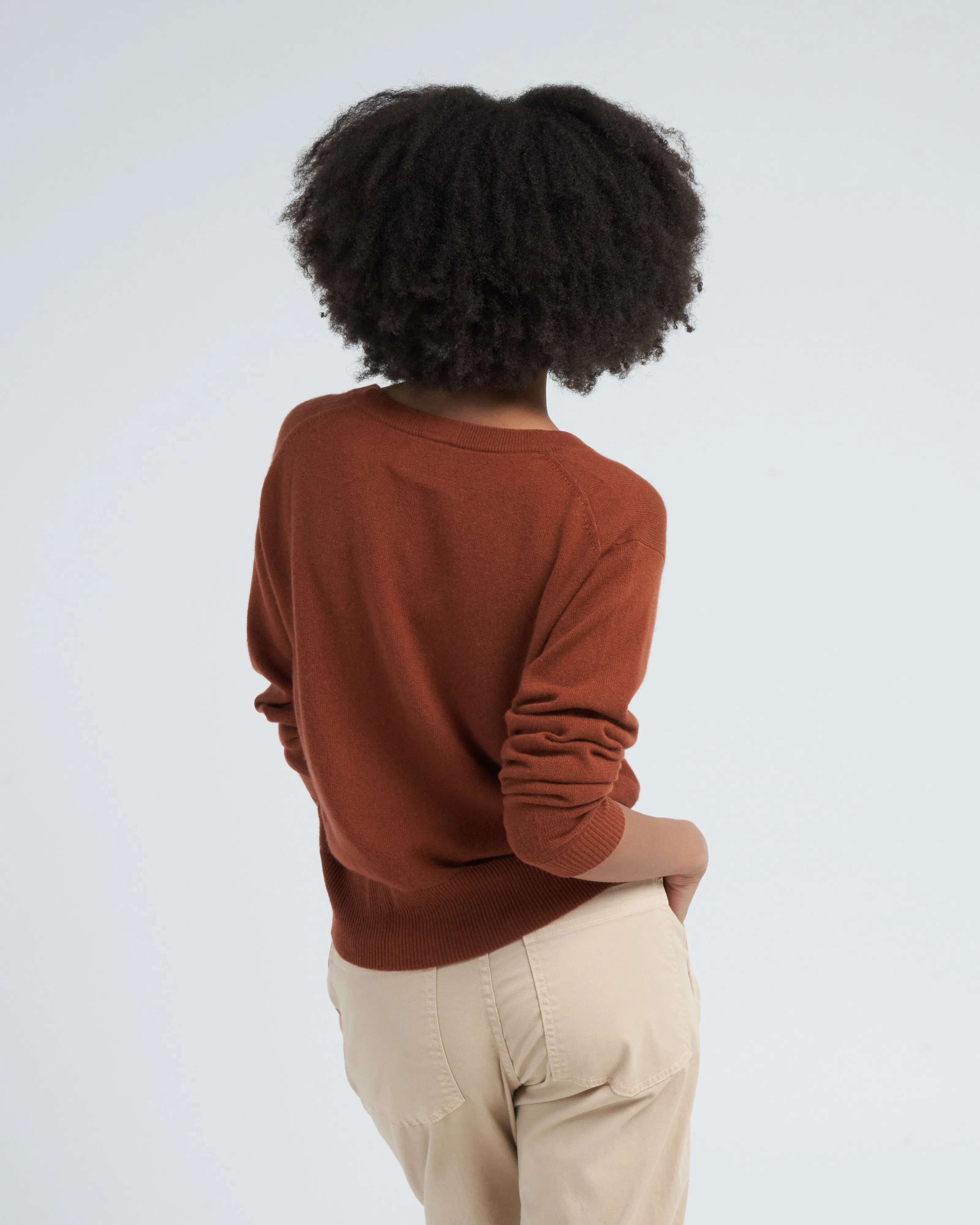 v-neck sweater - cumin