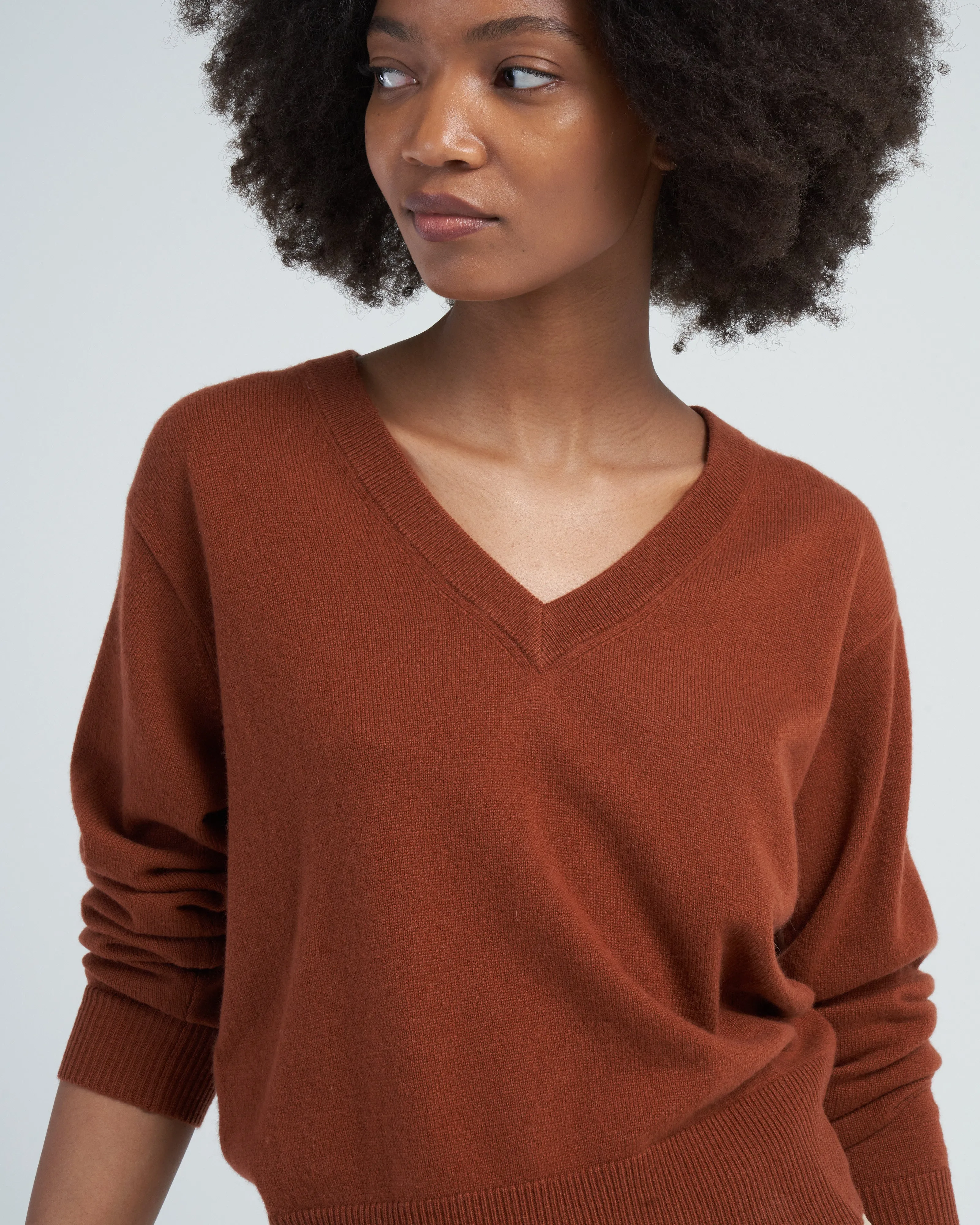 v-neck sweater - cumin