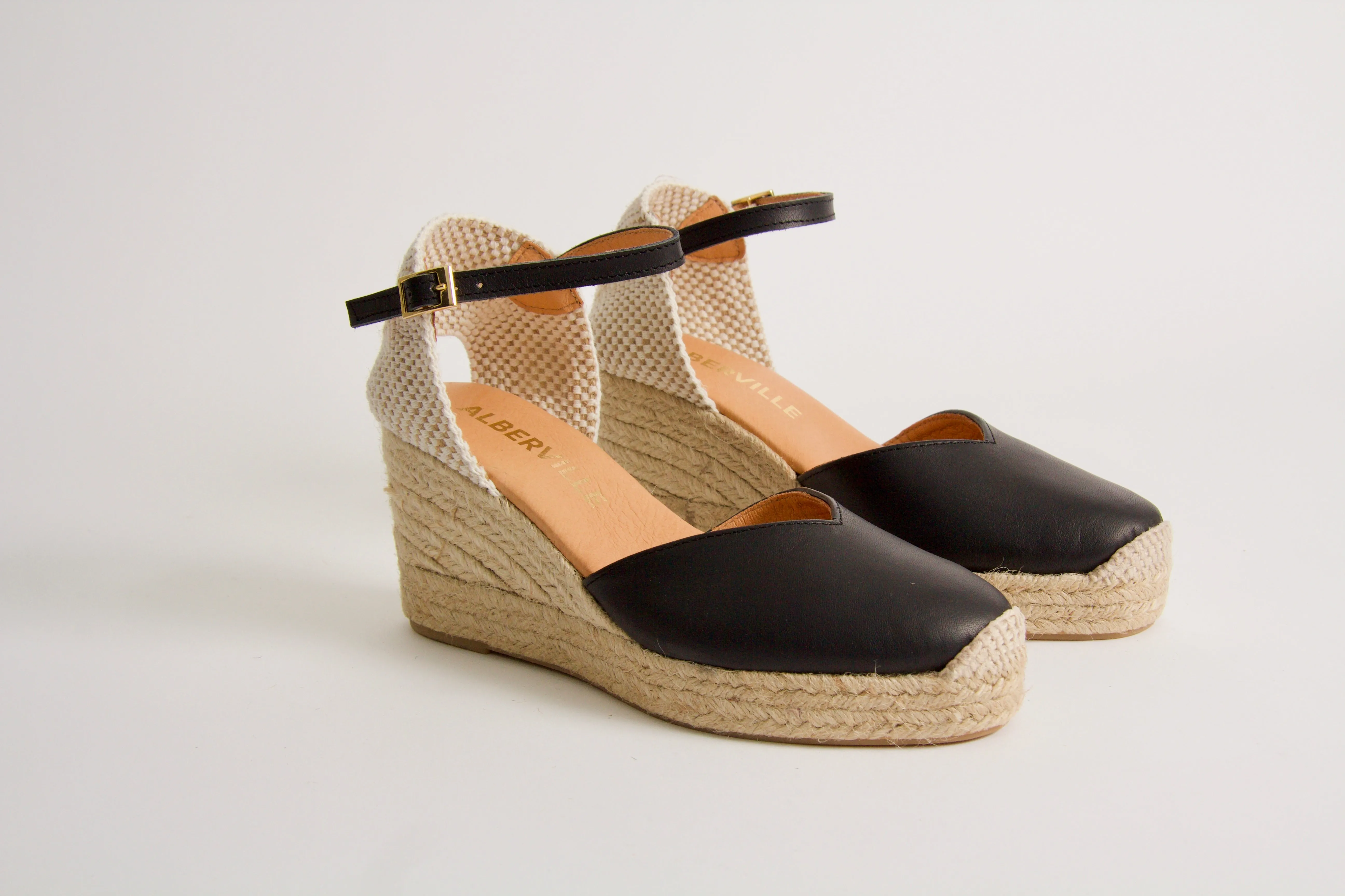 Victoria Black Wedge Espadrilles