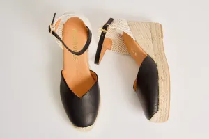 Victoria Black Wedge Espadrilles