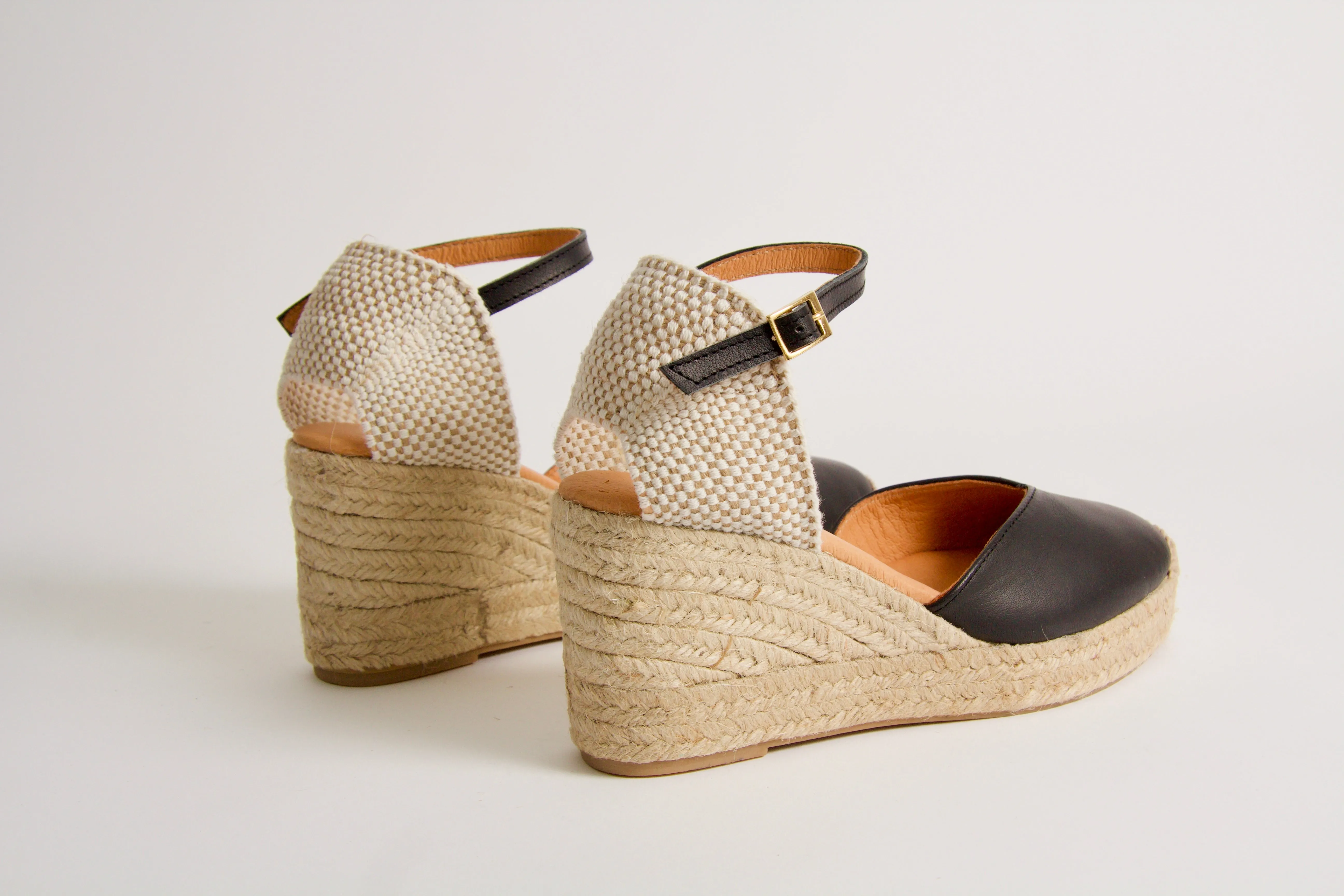 Victoria Black Wedge Espadrilles