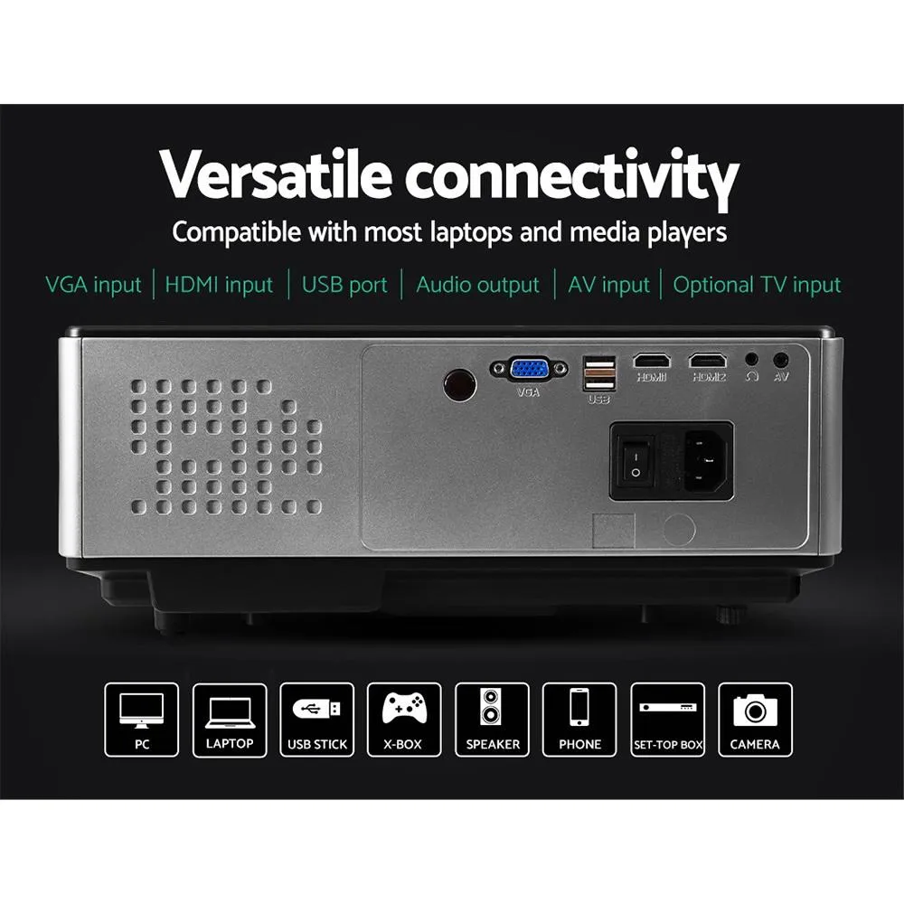 Video Projector Wifi USB Portable 4000 Lumens HD 1080P Home Theater Black