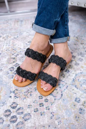 Walk By Faith Black Bling Braided Sandals - SHO2548BK