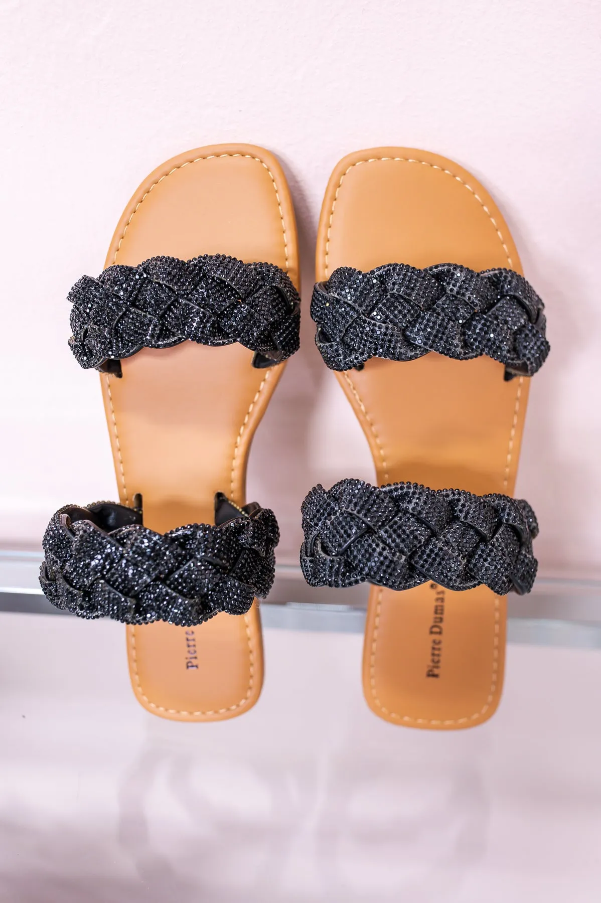 Walk By Faith Black Bling Braided Sandals - SHO2548BK