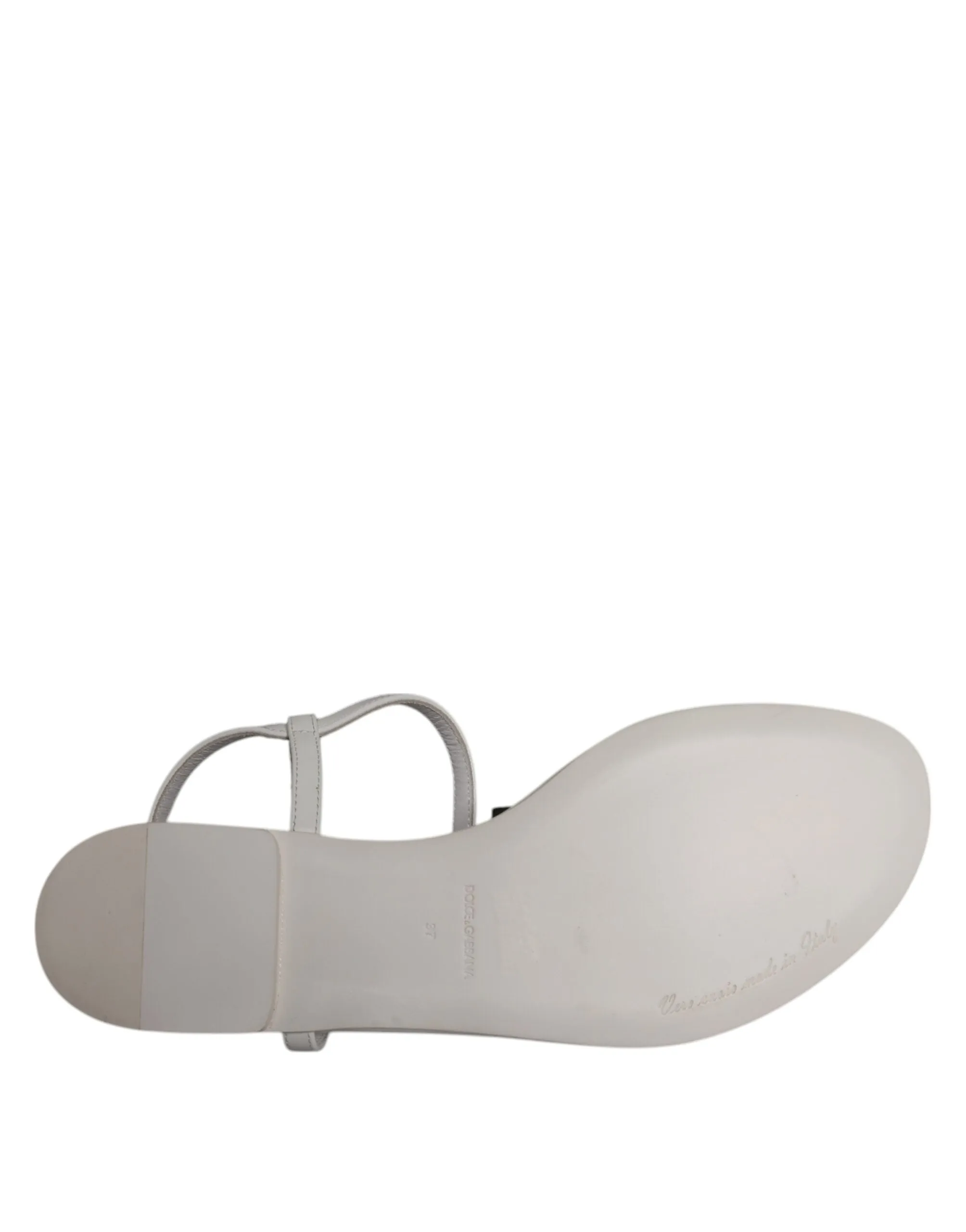 White Leather Logo Ankle Strap Sandals Shoes