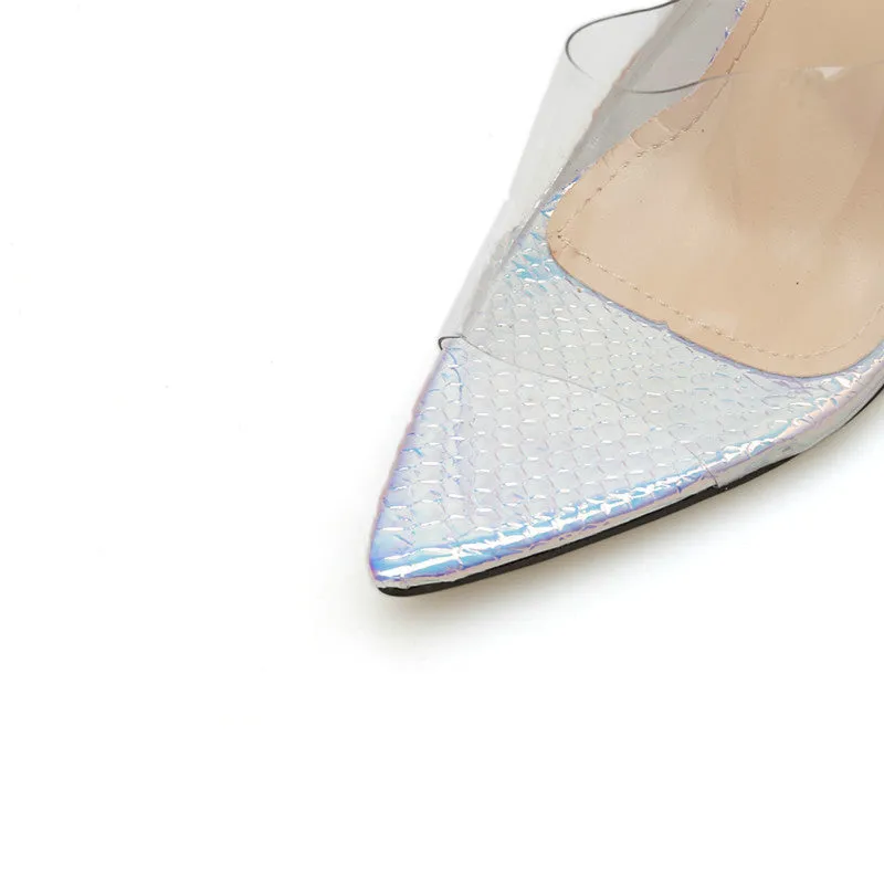 Women's Sandals Silver Set Feet Toe Stiletto High Heel Slippers Large Size